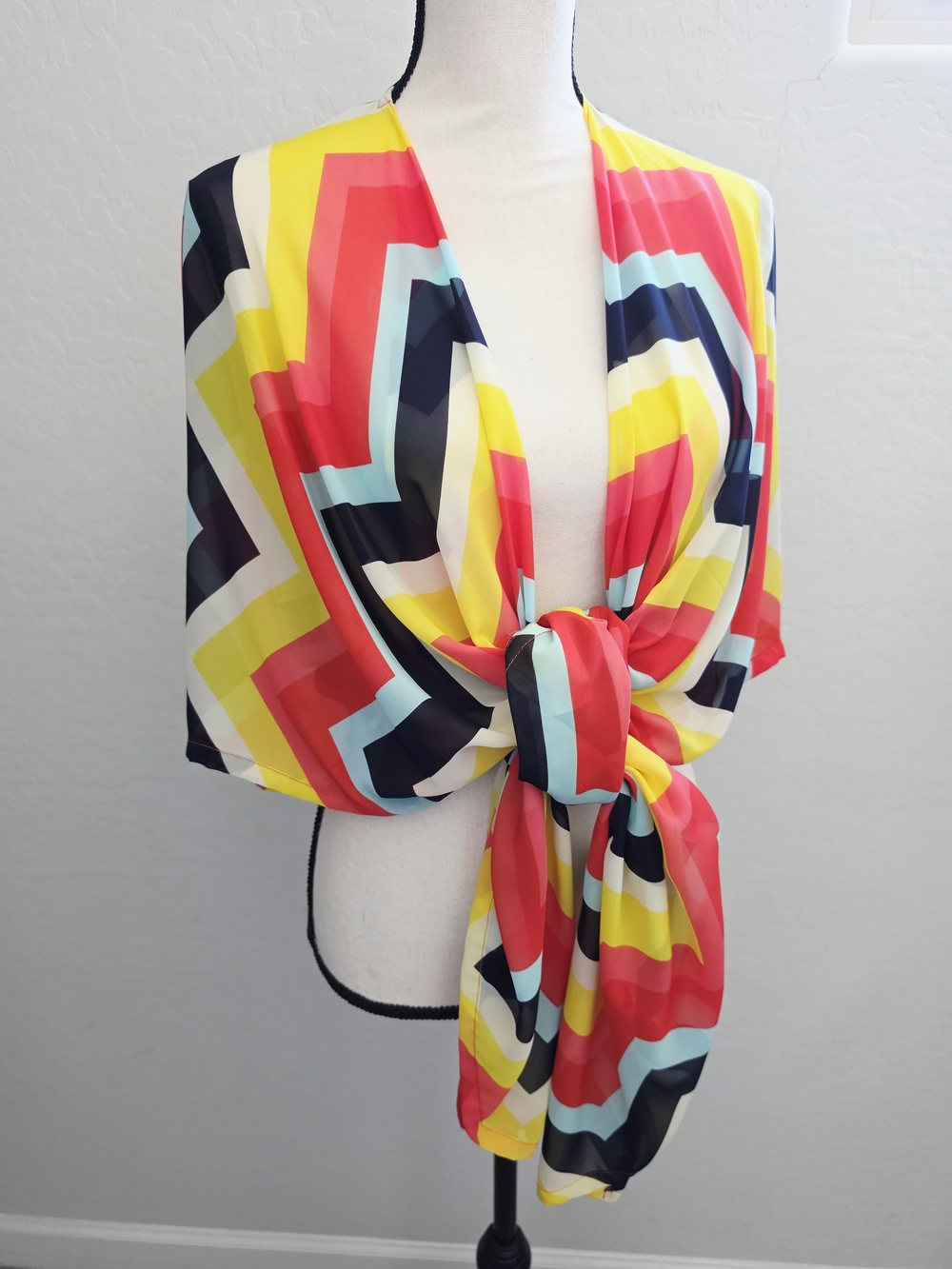 New without tags Multi-Color Chevron Tie-Front Scarf Shrug / Cover up one size
